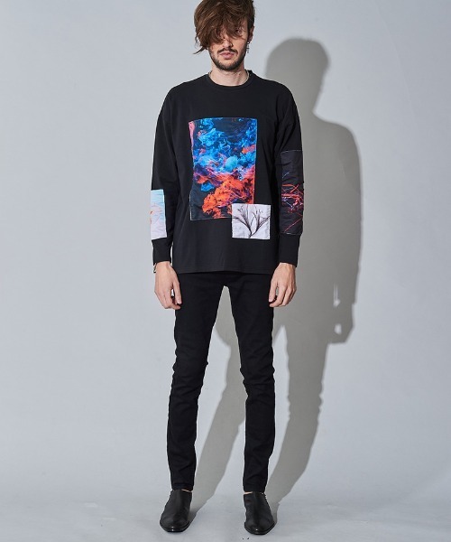 NO ID.(ノーアイディ)の「mlt3328- クリップアートプリントBIG-T Tシャツ(Tシャツ/カットソー・メンズ・ホワイト/グレー/ブラック・ONE SIZE)」の14枚目の写真