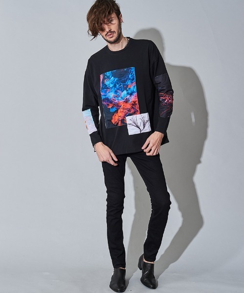 NO ID.(ノーアイディ)の「mlt3328- クリップアートプリントBIG-T Tシャツ(Tシャツ/カットソー・メンズ・ホワイト/グレー/ブラック・ONE SIZE)」の15枚目の写真