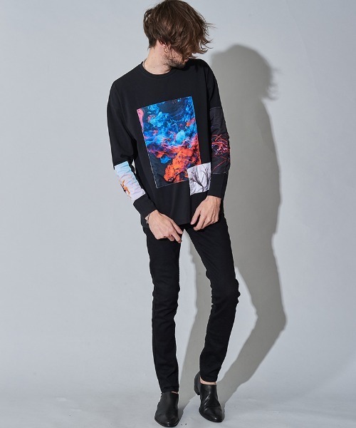NO ID.(ノーアイディ)の「mlt3328- クリップアートプリントBIG-T Tシャツ(Tシャツ/カットソー・メンズ・ホワイト/グレー/ブラック・ONE SIZE)」の16枚目の写真