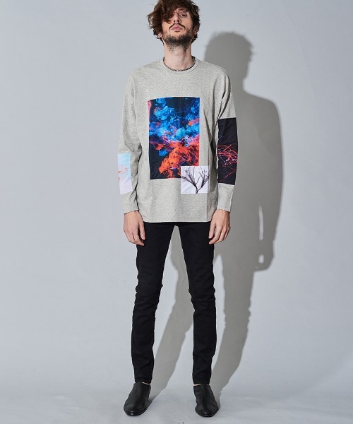 NO ID.(ノーアイディ)の「mlt3328- クリップアートプリントBIG-T Tシャツ(Tシャツ/カットソー・メンズ・ホワイト/グレー/ブラック・ONE SIZE)」の17枚目の写真