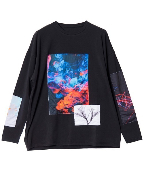 NO ID.(ノーアイディ)の「mlt3328- クリップアートプリントBIG-T Tシャツ(Tシャツ/カットソー・メンズ・ホワイト/グレー/ブラック・ONE SIZE)」の19枚目の写真