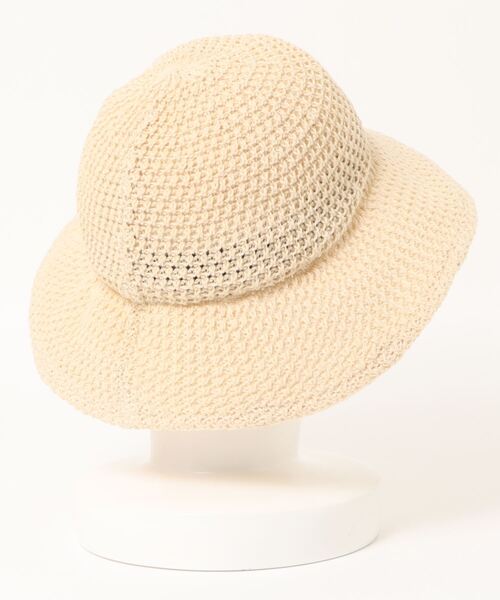 SPINNS（スピンズ）の「ペーパー素材 ツバ広レース編みチューリップ ハット（ハット・レディース・ベージュ/アイボリー・ONESIZE）」の3枚目の写真