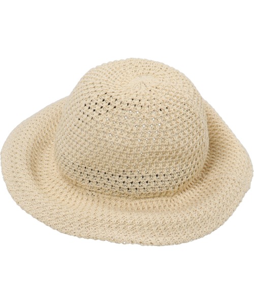 SPINNS（スピンズ）の「ペーパー素材 ツバ広レース編みチューリップ ハット（ハット・レディース・ベージュ/アイボリー・ONESIZE）」の5枚目の写真