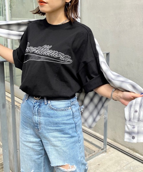 WHO'S WHO gallery（フーズフーギャラリー）の「【KOOKY'N/クーキー】 スタジアムカレッジ刺繍TEE（Tシャツ/カットソー・メンズ・ミント/ブラック/ライトグレー/ホワイト/パープル/ネイビー/アッシュグレー/ブルー/グリーン・FREE）」の21枚目の写真