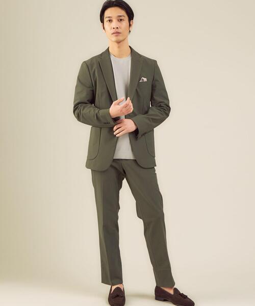 WORK TRIP OUTFITS GREEN LABEL RELAXING(ワークトリップアウトフィッツグリーンレーベル リラクシング)の「<機能/洗濯機洗い可・ストレッチ・防シワ> WTO A+ NY/PU メッシュ MODERN 2PP(テーラードジャケット・メンズ・ネイビー/オリーブ・S/44/L/48/M/46/XL/50/XS/42)」の5枚目の写真