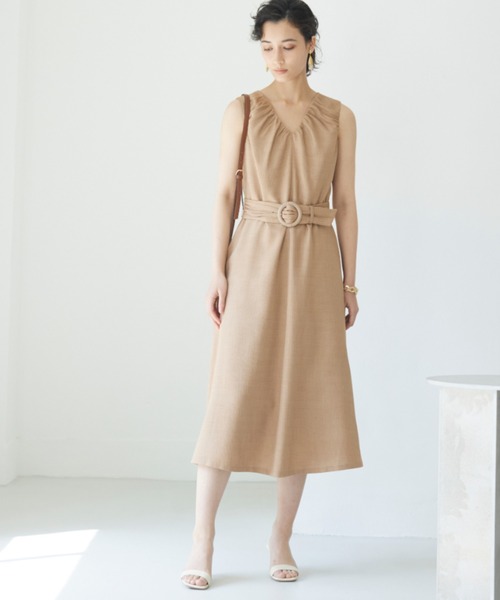 ANAYI(アナイ)の「ブッチャーギャザー ワンピース(ワンピース・レディース・キャメル/ブラック・36/38)」の4枚目の写真