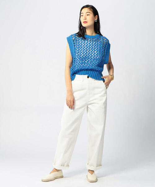 EDITION（エディション）の「MERCERIZE CO LILIY YARN ローゲージメッシュベスト（ニット/セーター・レディース・ブラック/ブルー・FREE）」の11枚目の写真