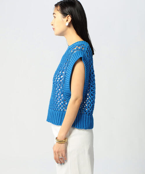 EDITION（エディション）の「MERCERIZE CO LILIY YARN ローゲージメッシュベスト（ニット/セーター・レディース・ブラック/ブルー・FREE）」の3枚目の写真