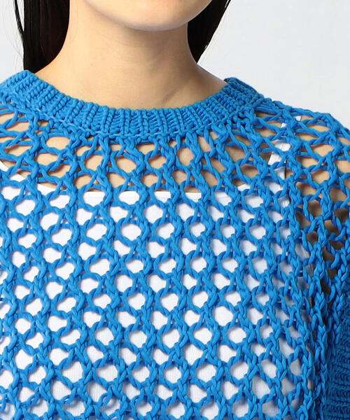 EDITION（エディション）の「MERCERIZE CO LILIY YARN ローゲージメッシュベスト（ニット/セーター・レディース・ブラック/ブルー・FREE）」の10枚目の写真