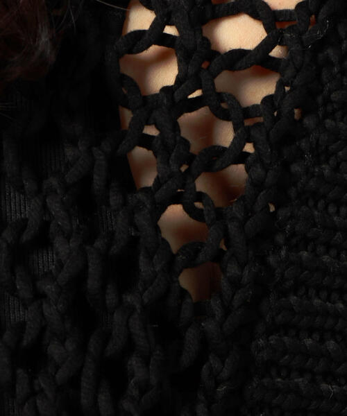 EDITION（エディション）の「MERCERIZE CO LILIY YARN ローゲージメッシュベスト（ニット/セーター・レディース・ブラック/ブルー・FREE）」の6枚目の写真