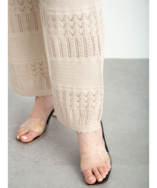 SLURR（スラ―）の「【大きいサイズ】透かし編みニットパンツ（その他パンツ・レディース・パープル/アイボリー/モカ・LARGE）」の12枚目の写真