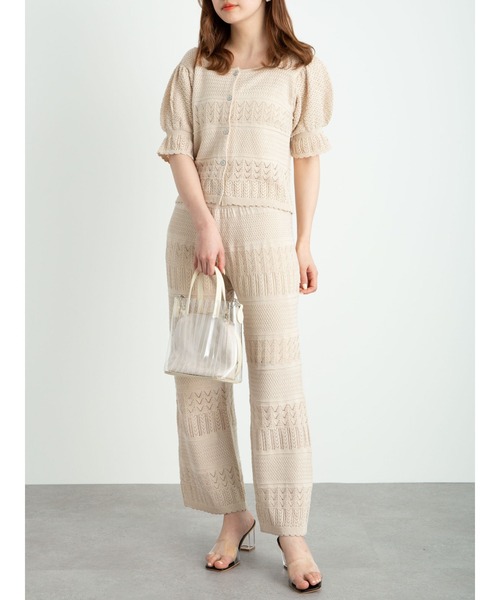 SLURR（スラ―）の「【大きいサイズ】透かし編みニットパンツ（その他パンツ・レディース・パープル/アイボリー/モカ・LARGE）」の11枚目の写真