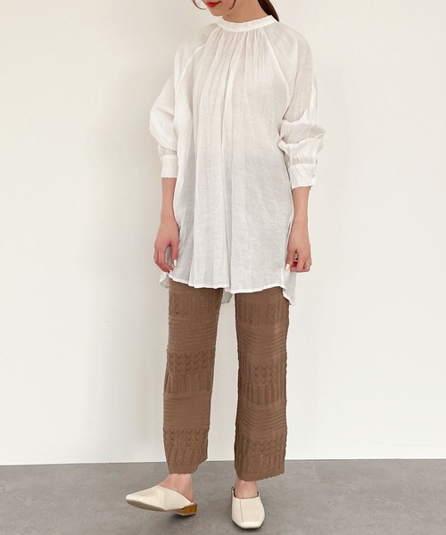 SLURR（スラ―）の「【大きいサイズ】透かし編みニットパンツ（その他パンツ・レディース・パープル/アイボリー/モカ・LARGE）」の16枚目の写真