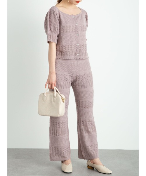 SLURR（スラ―）の「【大きいサイズ】透かし編みニットパンツ（その他パンツ・レディース・パープル/アイボリー/モカ・LARGE）」の13枚目の写真