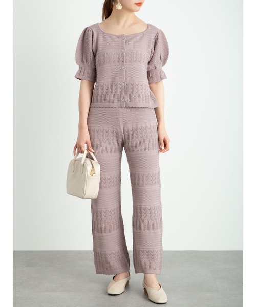 SLURR（スラ―）の「【大きいサイズ】透かし編みニットパンツ（その他パンツ・レディース・パープル/アイボリー/モカ・LARGE）」の15枚目の写真