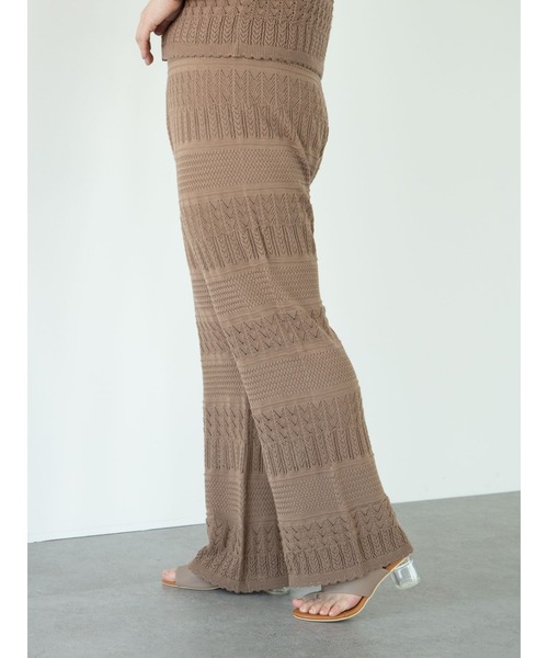 SLURR（スラ―）の「【大きいサイズ】透かし編みニットパンツ（その他パンツ・レディース・パープル/アイボリー/モカ・LARGE）」の17枚目の写真