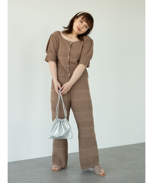 SLURR（スラ―）の「【大きいサイズ】透かし編みニットパンツ（その他パンツ・レディース・パープル/アイボリー/モカ・LARGE）」の20枚目の写真