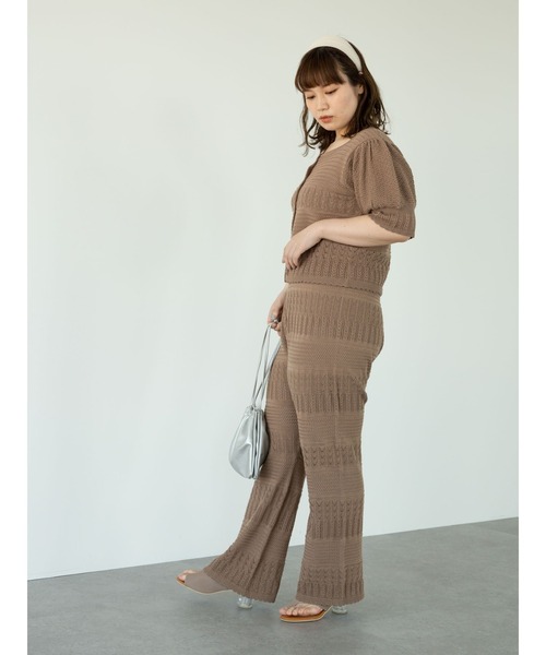 SLURR（スラ―）の「【大きいサイズ】透かし編みニットパンツ（その他パンツ・レディース・パープル/アイボリー/モカ・LARGE）」の22枚目の写真