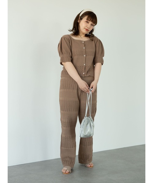 SLURR（スラ―）の「【大きいサイズ】透かし編みニットパンツ（その他パンツ・レディース・パープル/アイボリー/モカ・LARGE）」の19枚目の写真