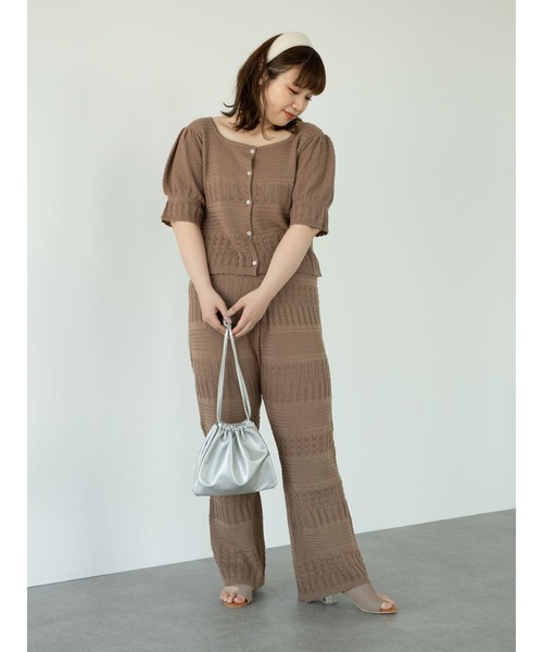 SLURR（スラ―）の「【大きいサイズ】透かし編みニットパンツ（その他パンツ・レディース・パープル/アイボリー/モカ・LARGE）」の21枚目の写真