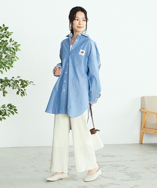 ONIGIRI（オニギリ）の「オーバーサイズシャツ（シャツ/ブラウス・レディース・ホワイト/ブルー/ストライプ・FREE）」の5枚目の写真