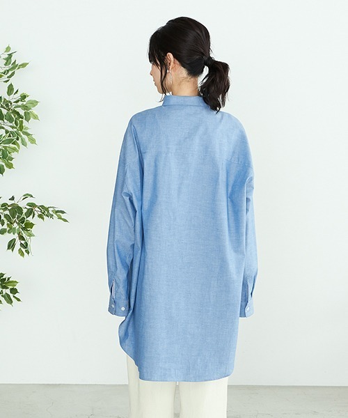 ONIGIRI（オニギリ）の「オーバーサイズシャツ（シャツ/ブラウス・レディース・ホワイト/ブルー/ストライプ・FREE）」の11枚目の写真