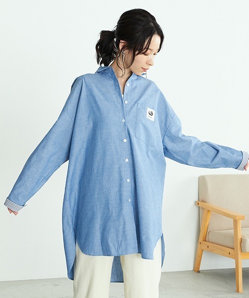 ONIGIRI（オニギリ）の「オーバーサイズシャツ（シャツ/ブラウス・レディース・ホワイト/ブルー/ストライプ・FREE）」の17枚目の写真