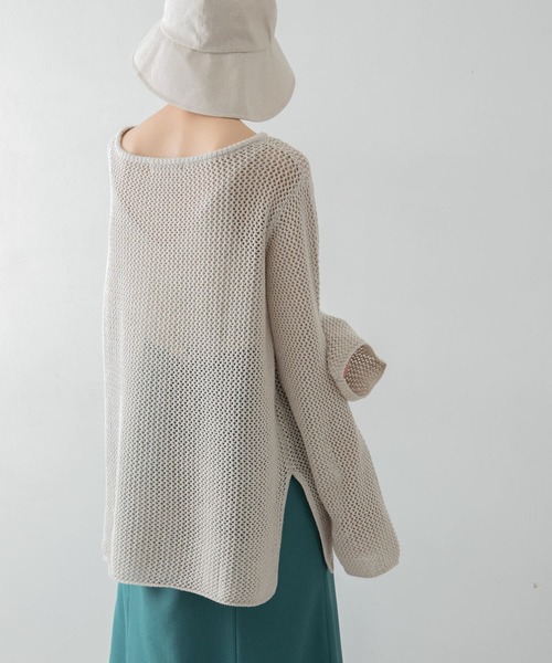 URBAN RESEARCH（アーバンリサーチ）の「メランジネップメッシュニット（ニット/セーター・レディース・カーキ/オレンジ/ホワイト系その他・FREE）」の2枚目の写真