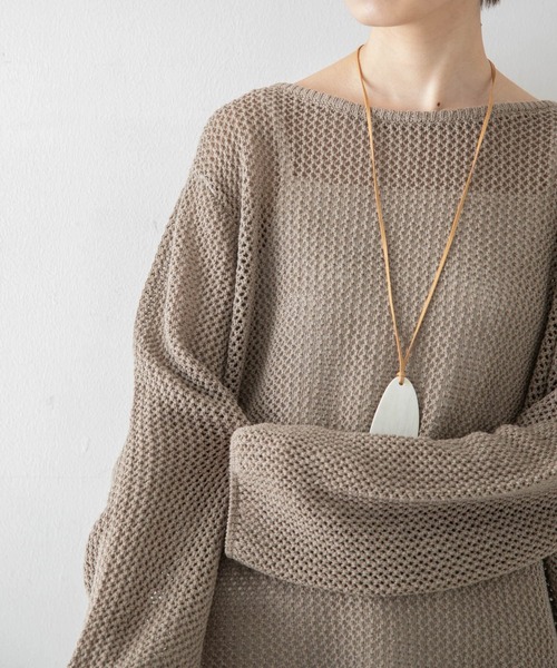 URBAN RESEARCH（アーバンリサーチ）の「メランジネップメッシュニット（ニット/セーター・レディース・カーキ/オレンジ/ホワイト系その他・FREE）」の8枚目の写真