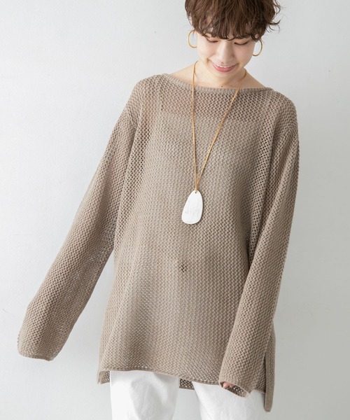 URBAN RESEARCH（アーバンリサーチ）の「メランジネップメッシュニット（ニット/セーター・レディース・カーキ/オレンジ/ホワイト系その他・FREE）」の22枚目の写真