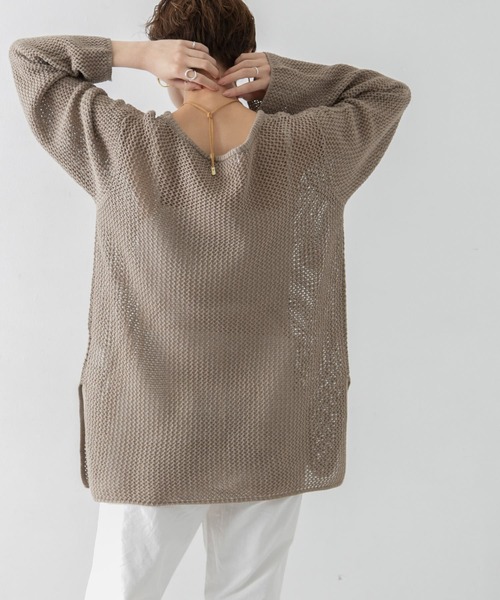 URBAN RESEARCH（アーバンリサーチ）の「メランジネップメッシュニット（ニット/セーター・レディース・カーキ/オレンジ/ホワイト系その他・FREE）」の19枚目の写真