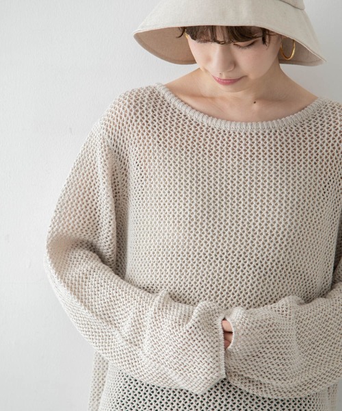 URBAN RESEARCH（アーバンリサーチ）の「メランジネップメッシュニット（ニット/セーター・レディース・カーキ/オレンジ/ホワイト系その他・FREE）」の9枚目の写真