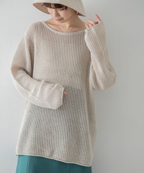 URBAN RESEARCH（アーバンリサーチ）の「メランジネップメッシュニット（ニット/セーター・レディース・カーキ/オレンジ/ホワイト系その他・FREE）」の13枚目の写真