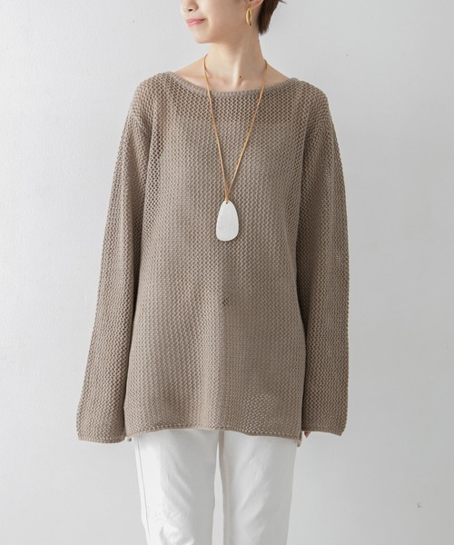 URBAN RESEARCH（アーバンリサーチ）の「メランジネップメッシュニット（ニット/セーター・レディース・カーキ/オレンジ/ホワイト系その他・FREE）」の14枚目の写真