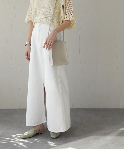 Chillfar(チルファー)の「フロントスリットロングスカート(スカート・レディース・ベージュ/オフホワイト/グリーン・MEDIUM/LARGE)」の12枚目の写真