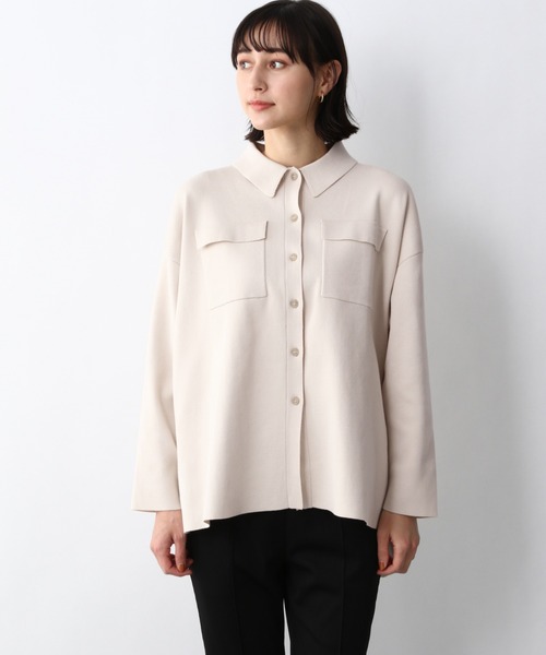 A part by(アパートバイ)の「SC*12Gニットシャツ 933092(シャツ/ブラウス・レディース・ブラック/アイボリー・LARGE/MEDIUM)」の8枚目の写真