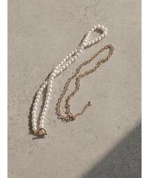 パール×メタル2セットネックレス　＊