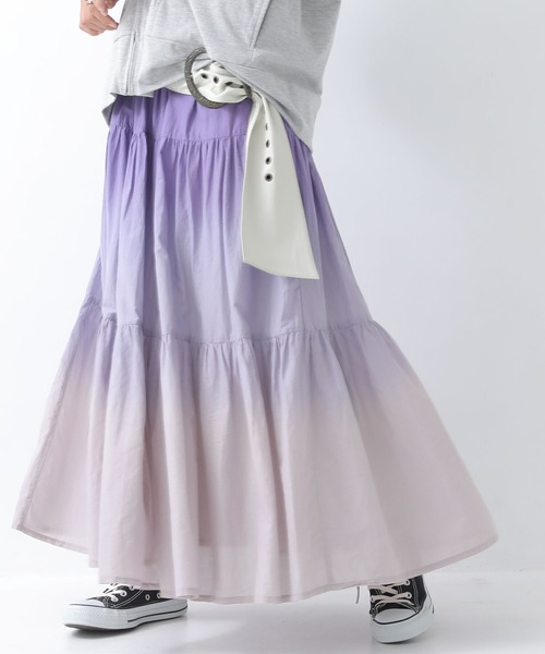 n'OrLABEL（ノアールレーベル）の「『グラデーションティアードスカート』（スカート・レディース・パープル/オレンジ・FREE）」の2枚目の写真