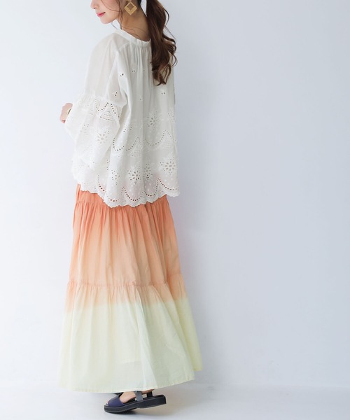 n'OrLABEL（ノアールレーベル）の「『グラデーションティアードスカート』（スカート・レディース・パープル/オレンジ・FREE）」の7枚目の写真