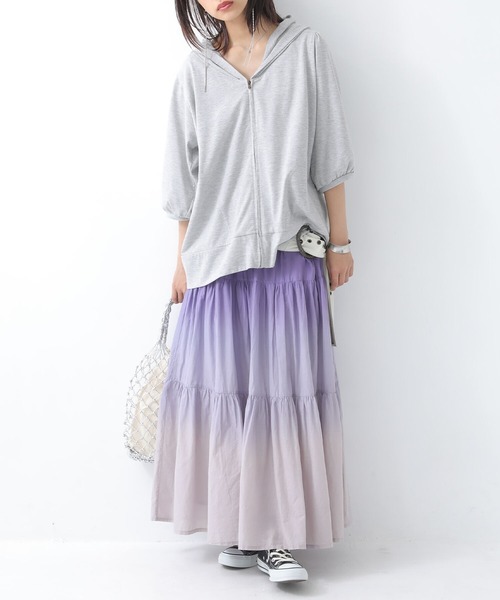 n'OrLABEL（ノアールレーベル）の「『グラデーションティアードスカート』（スカート・レディース・パープル/オレンジ・FREE）」の13枚目の写真