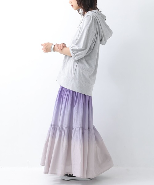 n'OrLABEL（ノアールレーベル）の「『グラデーションティアードスカート』（スカート・レディース・パープル/オレンジ・FREE）」の3枚目の写真