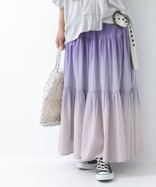 n'OrLABEL（ノアールレーベル）の「『グラデーションティアードスカート』（スカート・レディース・パープル/オレンジ・FREE）」の16枚目の写真