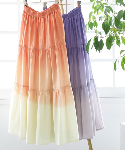 n'OrLABEL（ノアールレーベル）の「『グラデーションティアードスカート』（スカート・レディース・パープル/オレンジ・FREE）」の12枚目の写真