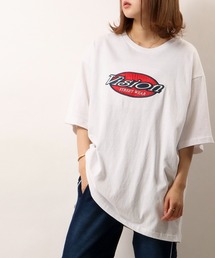 VISION STREET WEAR ロゴプリントワッペン&刺繍半袖Tシャツ