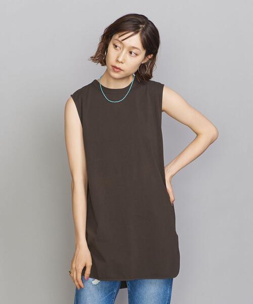 BEAUTY&YOUTH UNITED ARROWS（ビューティーアンドユースユナイテッドアローズ）の「BY シャツテールノースリーブカットソー（Tシャツ/カットソー・レディース・ダークグリーン/ダークブラウン/オフホワイト・FREE）」の3枚目の写真