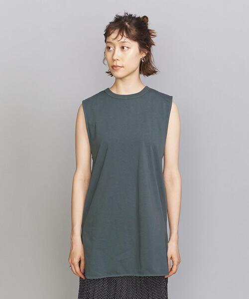 BEAUTY&YOUTH UNITED ARROWS（ビューティーアンドユースユナイテッドアローズ）の「BY シャツテールノースリーブカットソー（Tシャツ/カットソー・レディース・ダークグリーン/ダークブラウン/オフホワイト・FREE）」の4枚目の写真