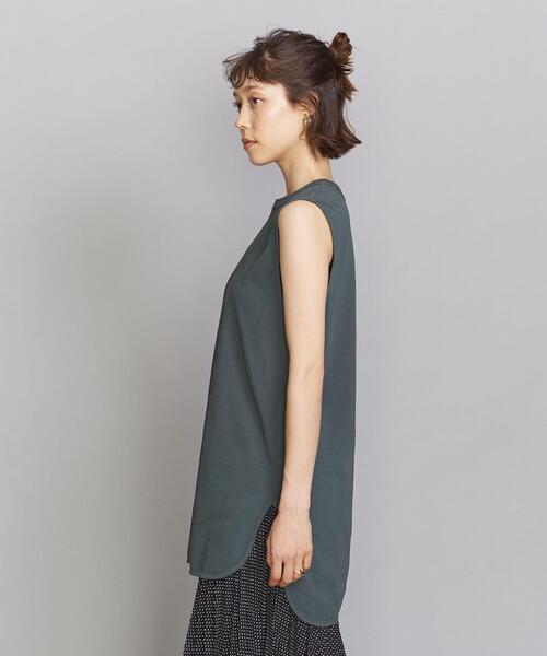 BEAUTY&YOUTH UNITED ARROWS（ビューティーアンドユースユナイテッドアローズ）の「BY シャツテールノースリーブカットソー（Tシャツ/カットソー・レディース・ダークグリーン/ダークブラウン/オフホワイト・FREE）」の5枚目の写真