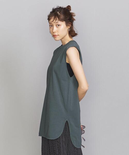 BEAUTY&YOUTH UNITED ARROWS（ビューティーアンドユースユナイテッドアローズ）の「BY シャツテールノースリーブカットソー（Tシャツ/カットソー・レディース・ダークグリーン/ダークブラウン/オフホワイト・FREE）」の7枚目の写真