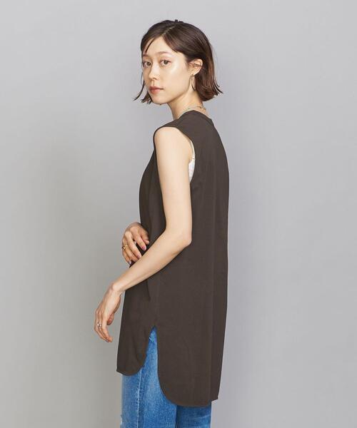 BEAUTY&YOUTH UNITED ARROWS（ビューティーアンドユースユナイテッドアローズ）の「BY シャツテールノースリーブカットソー（Tシャツ/カットソー・レディース・ダークグリーン/ダークブラウン/オフホワイト・FREE）」の11枚目の写真