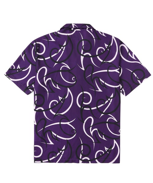 MAHAGRID(マハグリッド)の「『mahagrid/マハグリッド』TRIBAL OPEN COLLAR SHIRT/トライバル オープンカラー シャツ 半袖(シャツ/ブラウス・レディース・グリーン/パープル・M/L)」の3枚目の写真